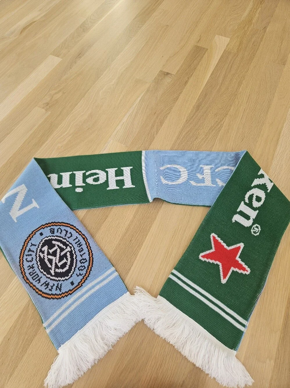 Heineken x NYC FC Football Club Knit Reversible Scarf - Green & Light Blue